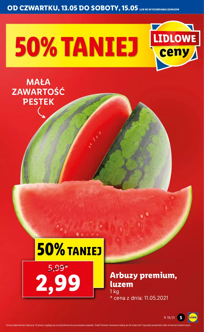 Gazetka promocyjna Lidl - GAZETKA - ważna 13.05 do 15.05.2021 - strona 5 - produkty: Arbuz, Stek