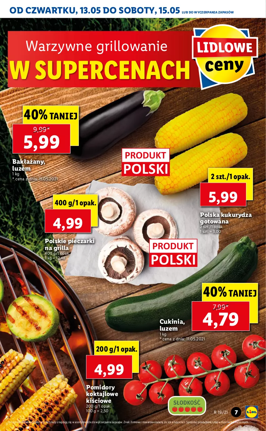 Gazetka promocyjna Lidl - GAZETKA - ważna 13.05 do 15.05.2021 - strona 7 - produkty: Grill, Kukurydza, Piec, Pomidory