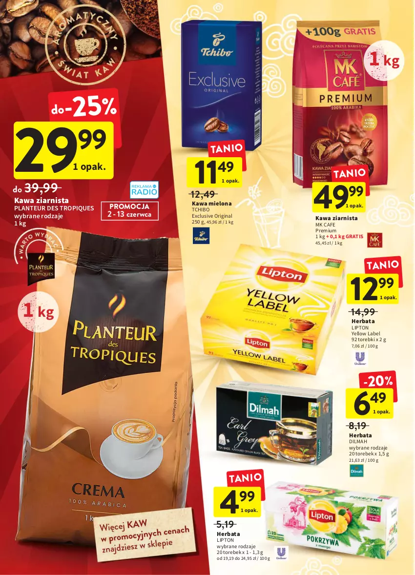 Gazetka promocyjna Intermarche - Dzień Dziecka - ważna 02.06 do 08.06.2022 - strona 28 - produkty: Dilmah, Gin, Gra, Herbata, Kawa, Kawa mielona, Kawa ziarnista, Lipton, Tchibo