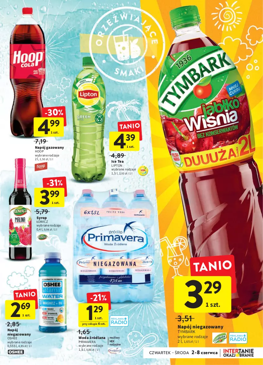 Gazetka promocyjna Intermarche - Dzień Dziecka - ważna 02.06 do 08.06.2022 - strona 31 - produkty: Hoop, Ice tea, LANA, Lipton, Napój, Napój gazowany, Napój niegazowany, Oshee, Prima, Primavera, Syrop, Tymbark, Woda