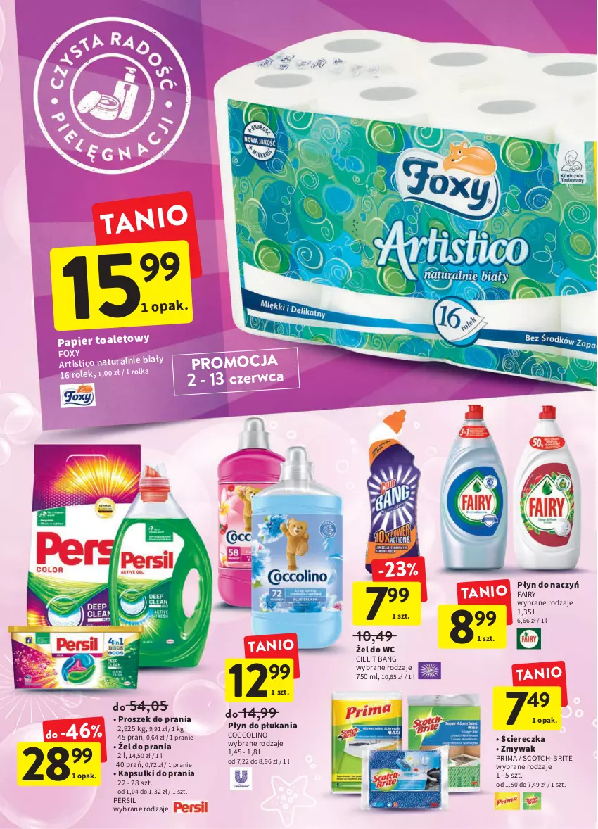 Gazetka promocyjna Intermarche - Dzień Dziecka - ważna 02.06 do 08.06.2022 - strona 34 - produkty: Brit, Cillit Bang, Coccolino, Fa, Fairy, Foxy, Kapsułki do prania, Papier, Papier toaletowy, Persil, Płyn do płukania, Prima, Proszek do prania