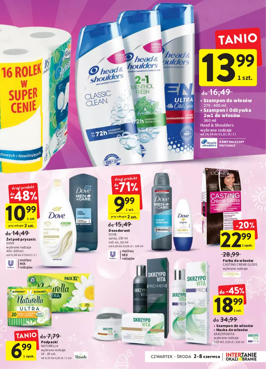 Gazetka promocyjna Intermarche - Dzień Dziecka - ważna 02.06 do 08.06.2022 - strona 35 - produkty: Dezodorant, Dove, Fa, Farba do włosów, Maska, Maska do włosów, Naturell, Naturella, Odżywka, Podpaski, Szampon