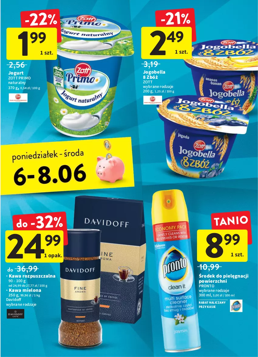 Gazetka promocyjna Intermarche - Dzień Dziecka - ważna 02.06 do 08.06.2022 - strona 38 - produkty: Bell, Bella, Davidoff, Jogobella, Jogurt, Kawa, Kawa mielona, Kawa rozpuszczalna, Pronto, Zott, Zott Primo