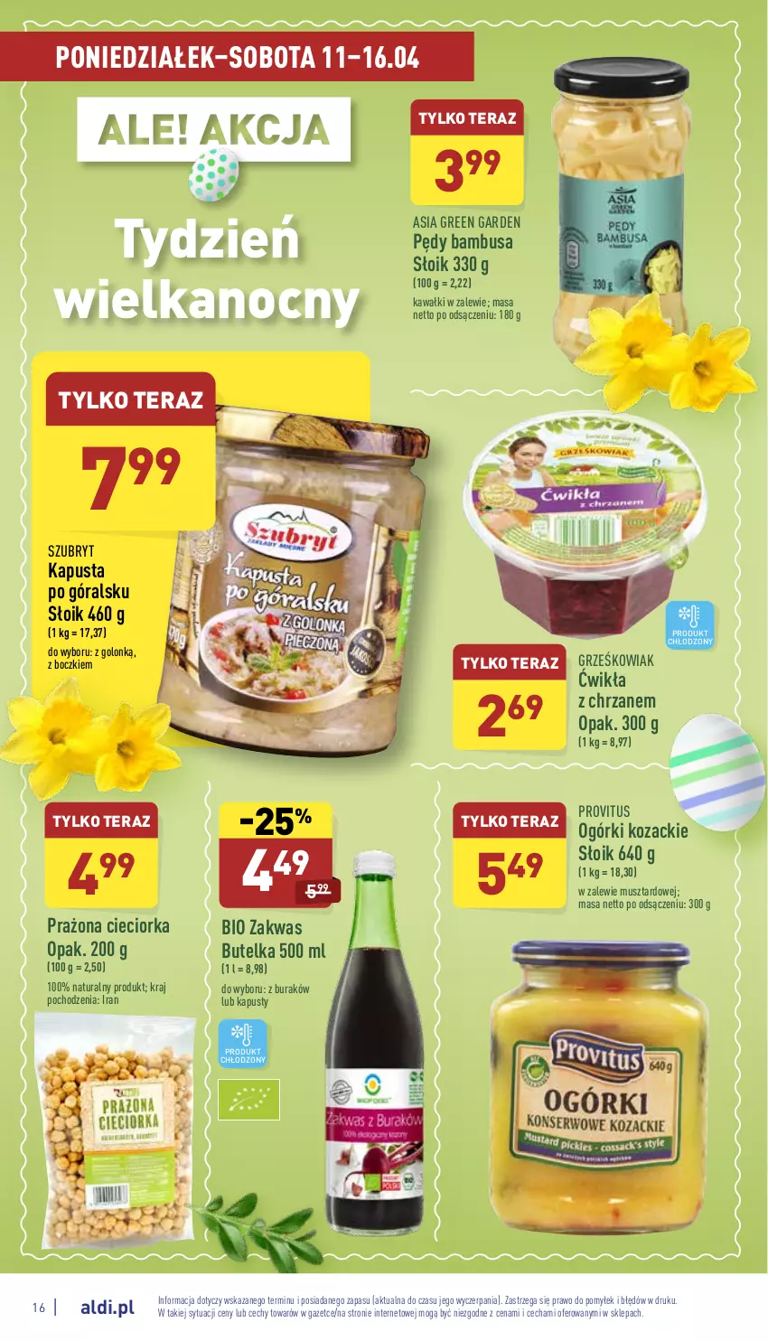 Gazetka promocyjna Aldi - Katalog spożywczy - ważna 11.04 do 16.04.2022 - strona 16 - produkty: Chrzan, Cieciorka, Kawa, Mus, Orka, Pędy bambusa, Szubryt, Tera