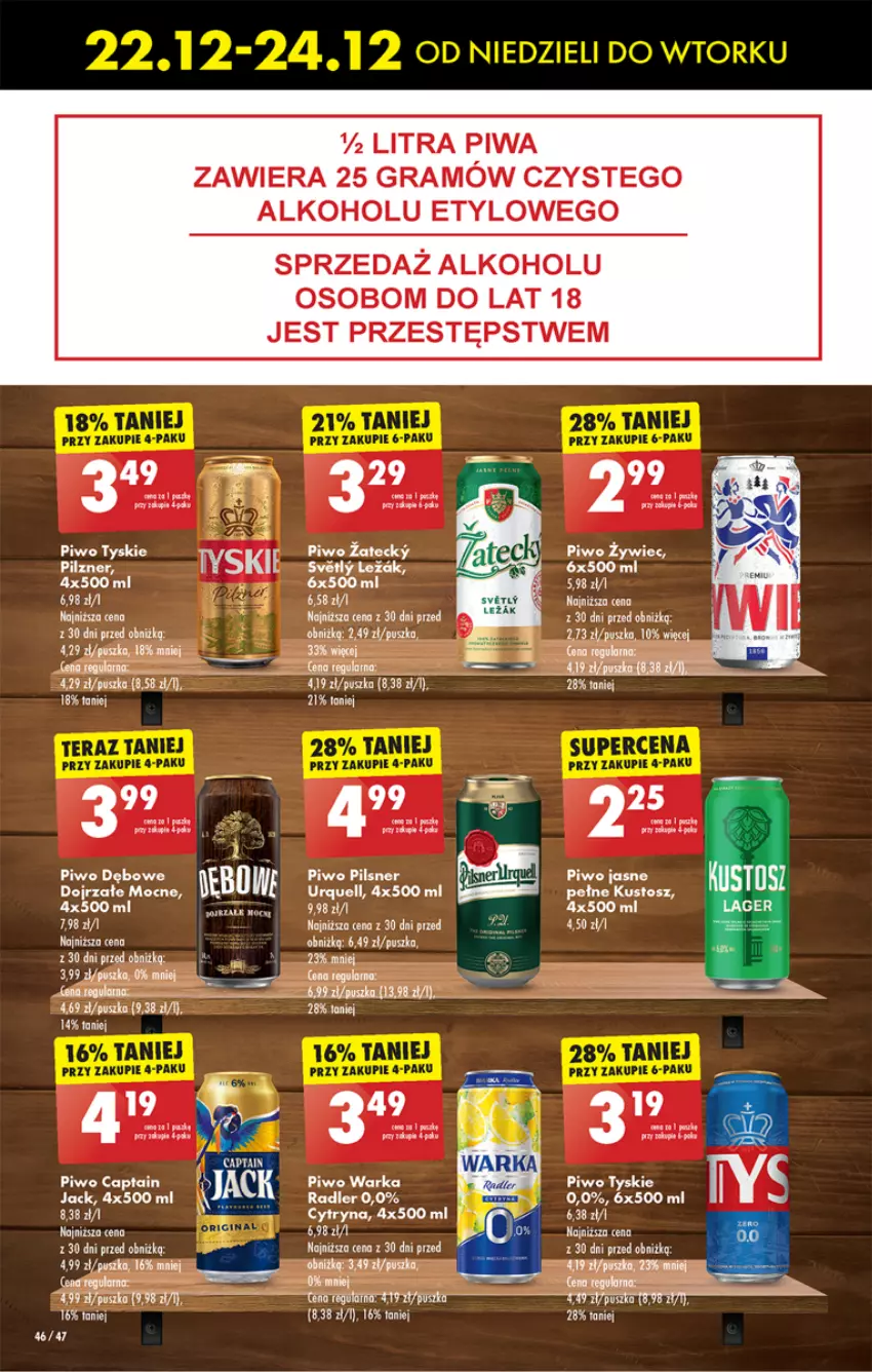 Gazetka promocyjna Biedronka - Od poniedzialku - ważna 23.12 do 28.12.2024 - strona 58 - produkty: Captain Jack, Gin, Gra, LANA, Pilsner Urquell, Piwa, Piwo, Piwo jasne, Radler, Ser, Tyskie, Warka