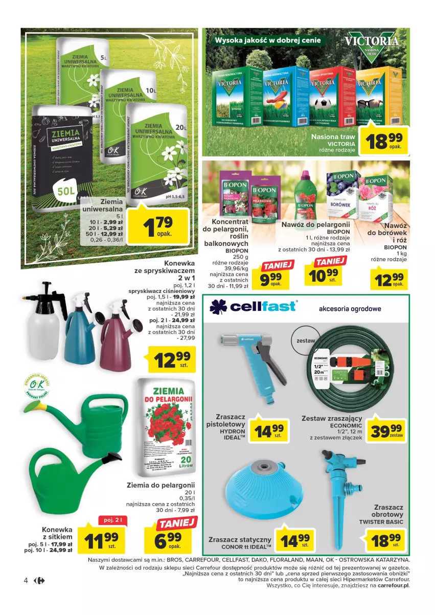 Gazetka promocyjna Carrefour - Gazetka Wygodnie w ogrodzie - ważna 11.04 do 06.05.2023 - strona 4 - produkty: Dron, Fa, Flora, Konewka, Pistolet