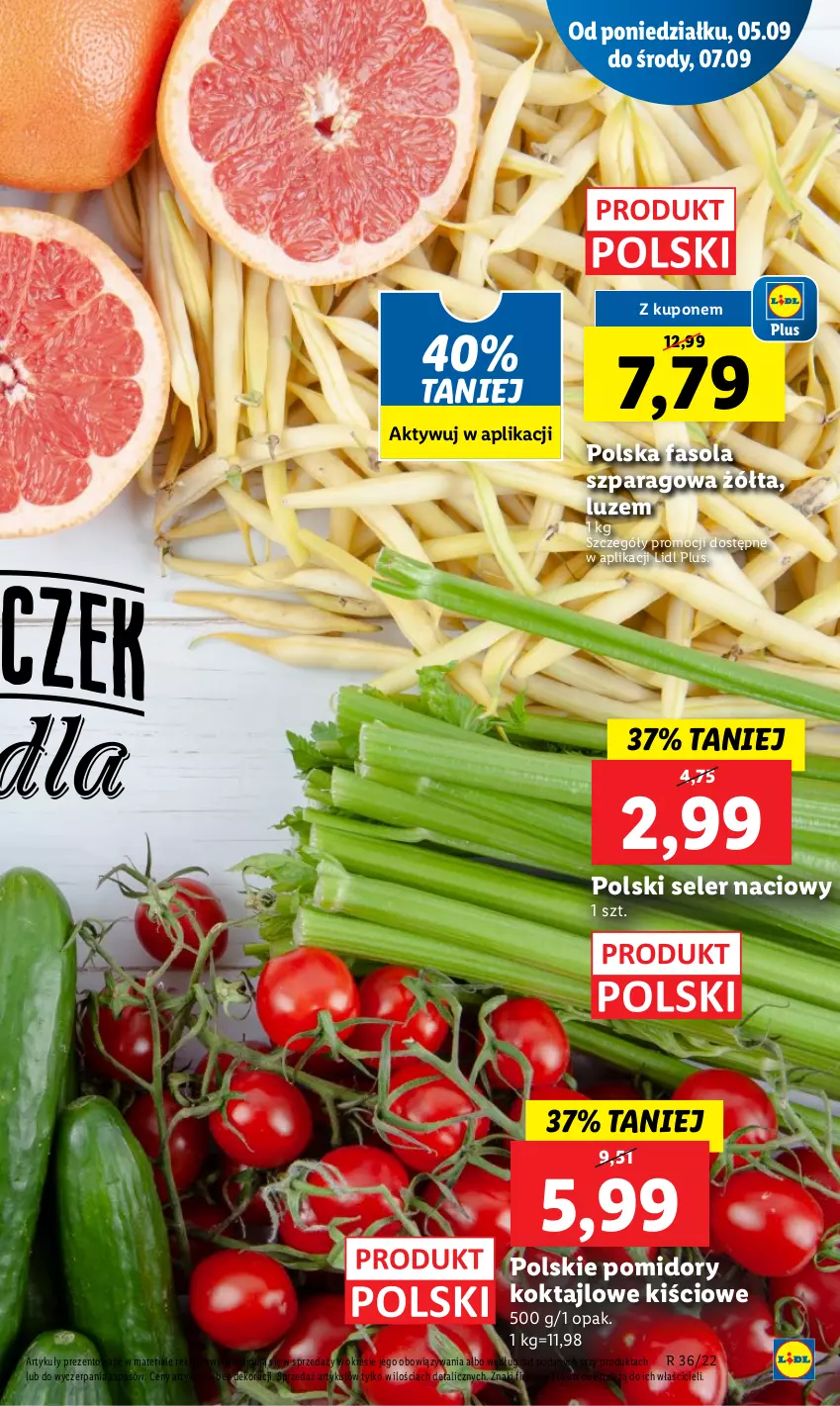 Gazetka promocyjna Lidl - GAZETKA - ważna 05.09 do 07.09.2022 - strona 15 - produkty: Fa, Fasola, Fasola szparagowa, Pomidory, Seler naciowy