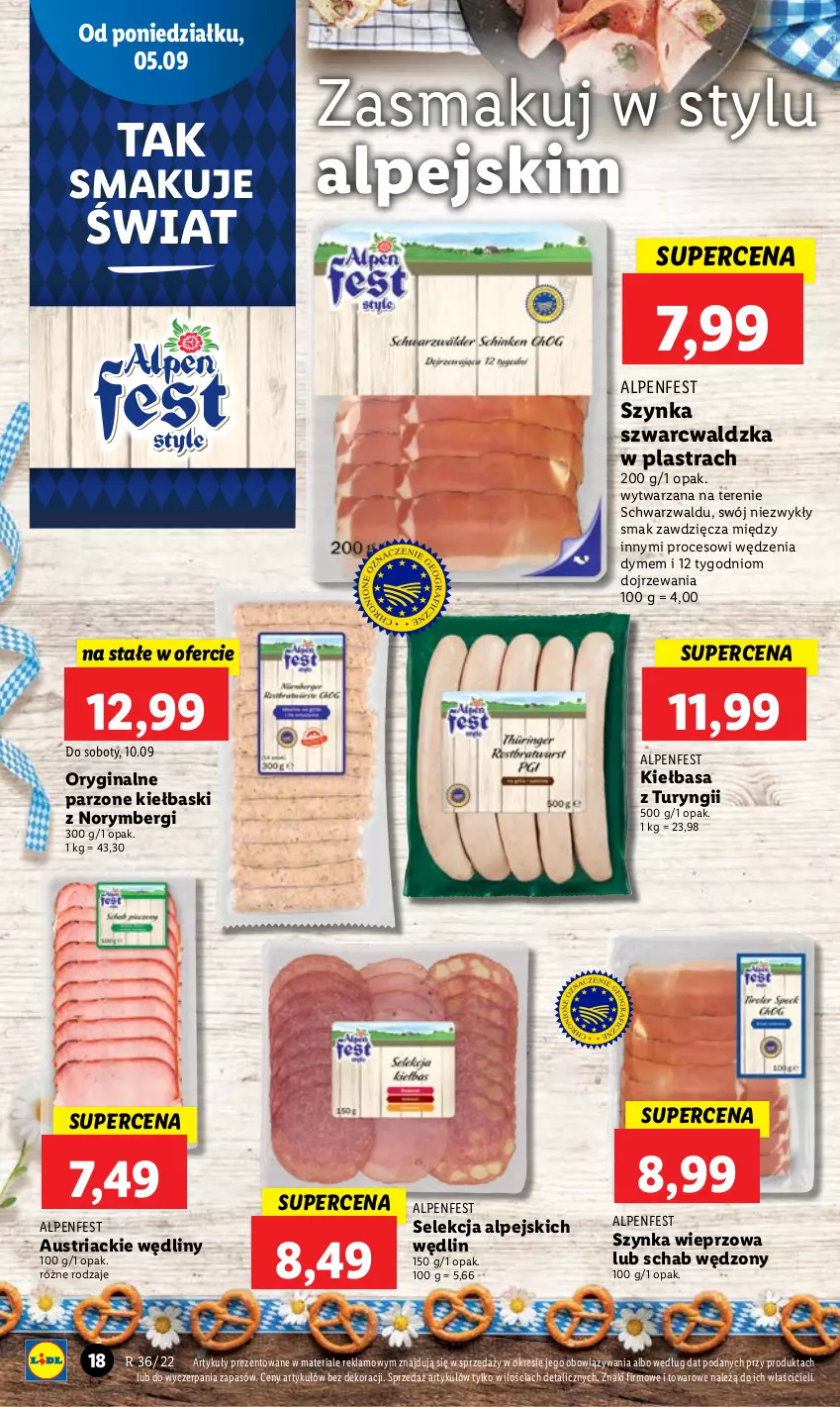 Gazetka promocyjna Lidl - GAZETKA - ważna 05.09 do 07.09.2022 - strona 22 - produkty: Gin, Kiełbasa, Szynka, Szynka wieprzowa