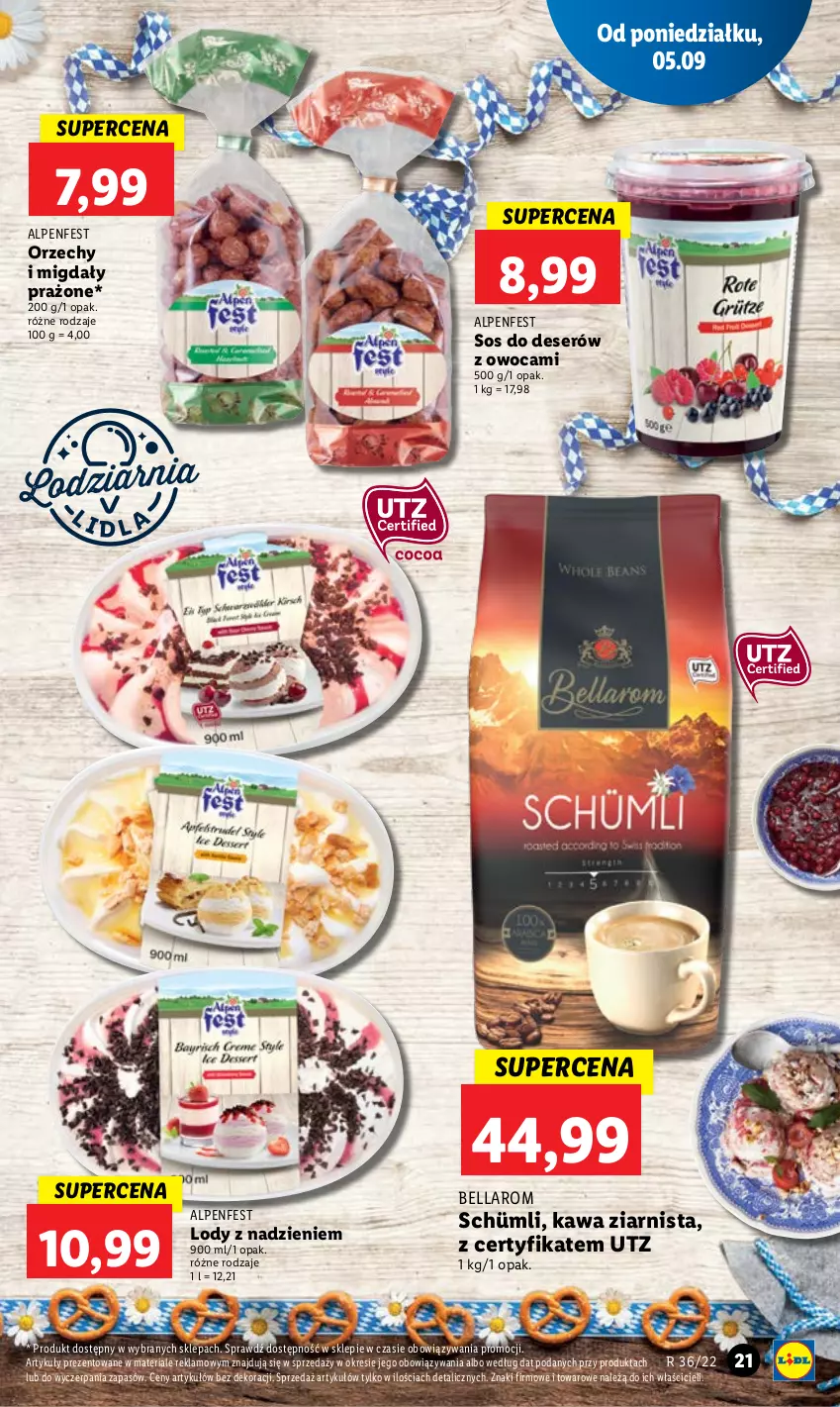 Gazetka promocyjna Lidl - GAZETKA - ważna 05.09 do 07.09.2022 - strona 25 - produkty: Bell, Bella, Deser, Kawa, Kawa ziarnista, Lody, Migdały, Ser, Sos