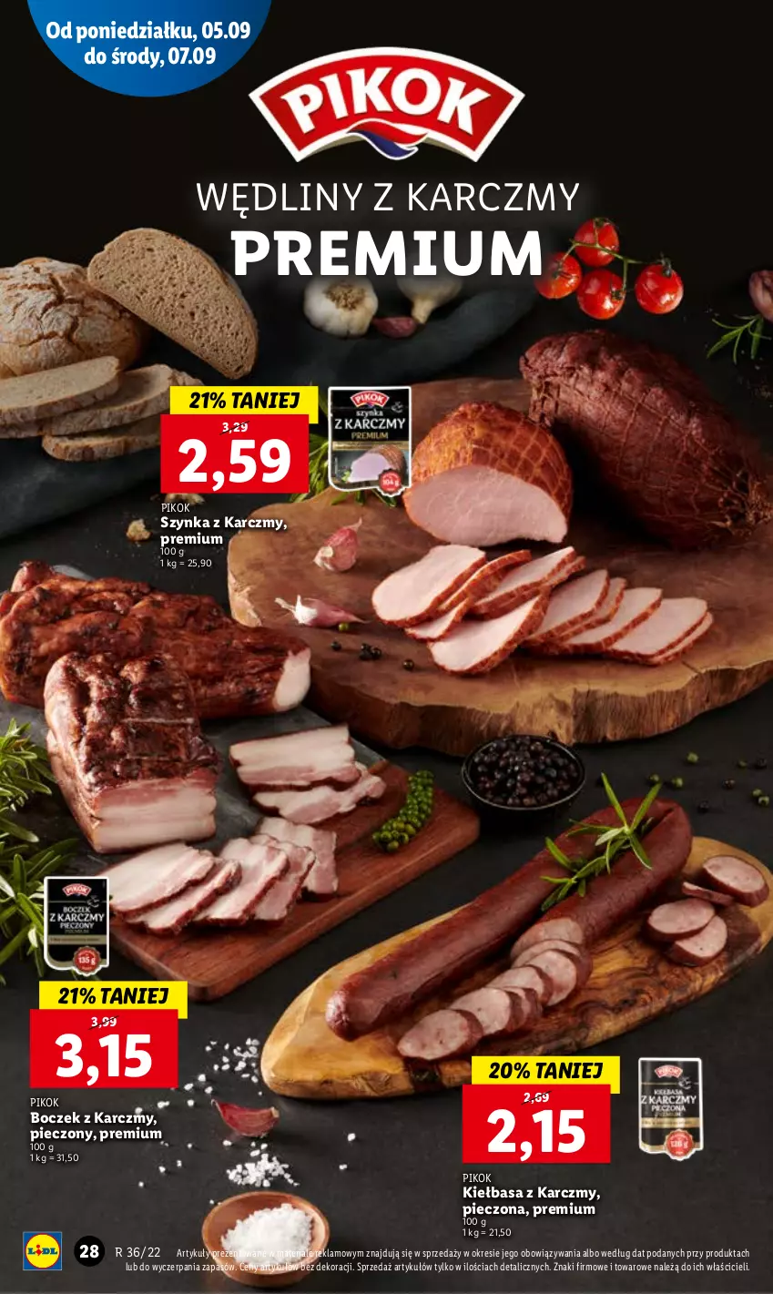 Gazetka promocyjna Lidl - GAZETKA - ważna 05.09 do 07.09.2022 - strona 32 - produkty: Boczek, Kiełbasa, Piec, PIKOK, Szynka