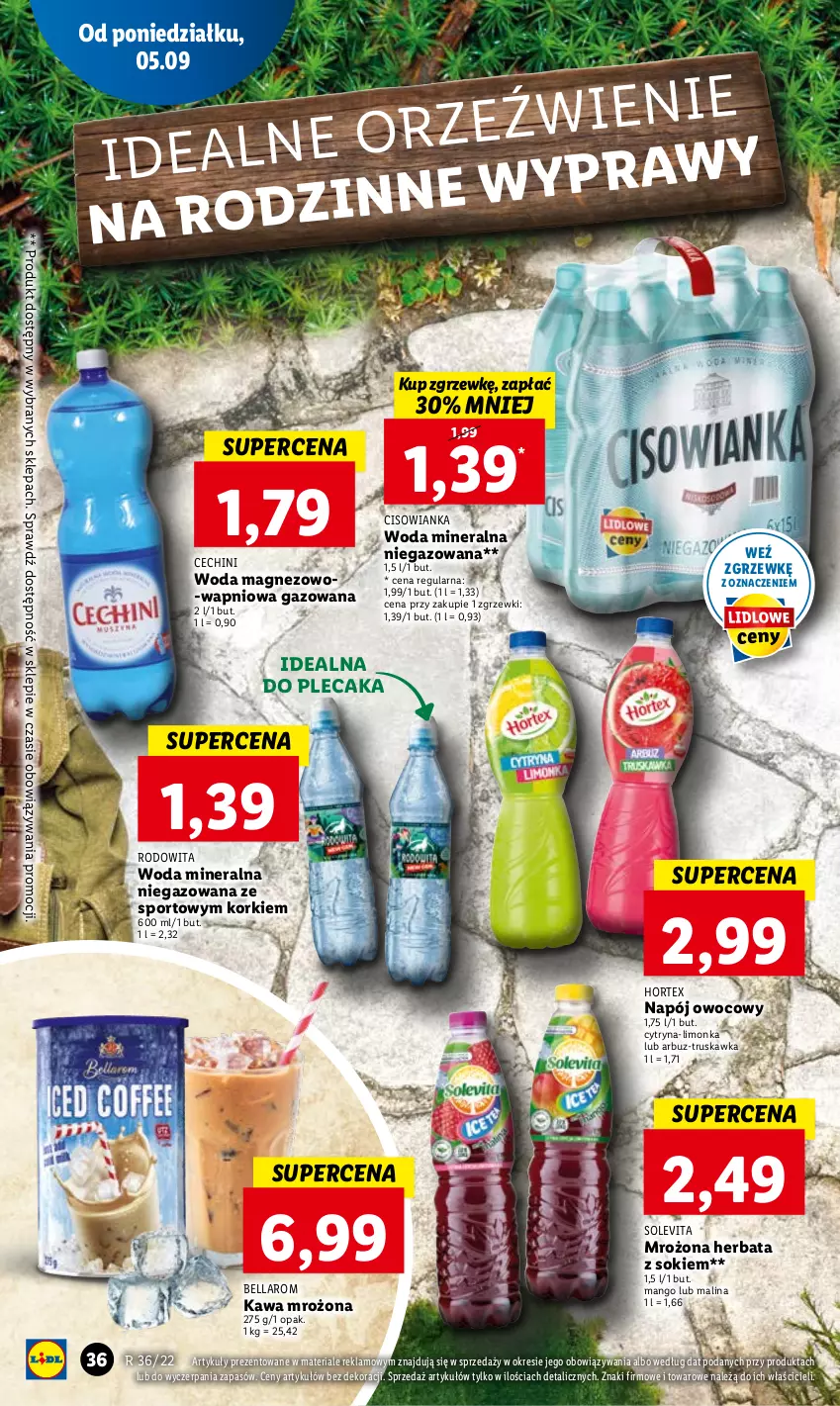 Gazetka promocyjna Lidl - GAZETKA - ważna 05.09 do 07.09.2022 - strona 40 - produkty: Arbuz, Bell, Bella, Cisowianka, Herbata, Hortex, Kawa, Limonka, Magnez, Mango, Napój, Plecak, Por, Sok, Sport, Woda, Woda mineralna