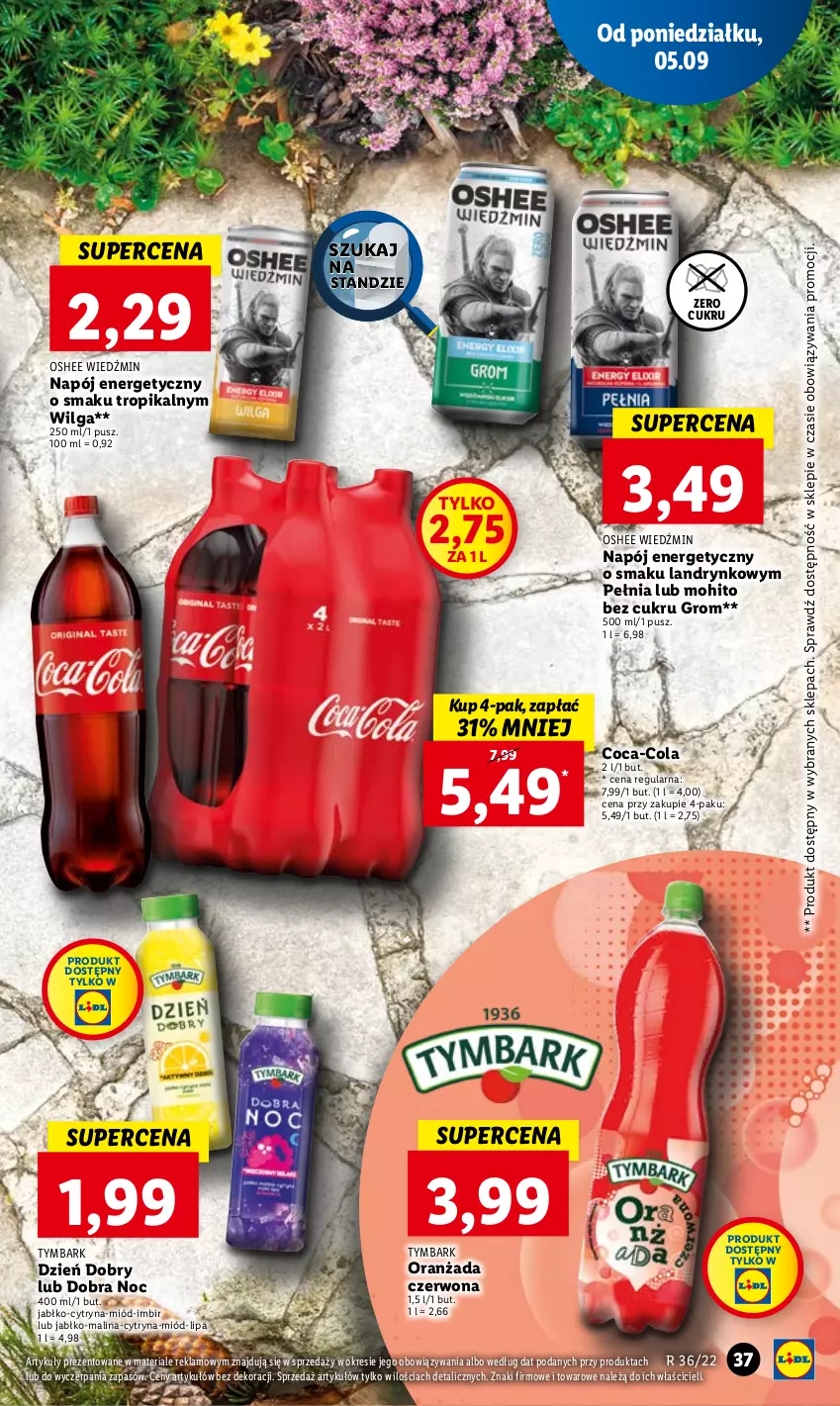 Gazetka promocyjna Lidl - GAZETKA - ważna 05.09 do 07.09.2022 - strona 41 - produkty: Coca-Cola, Imbir, LG, Miód, Napój, Napój energetyczny, Oranżada, Oshee, Tymbark