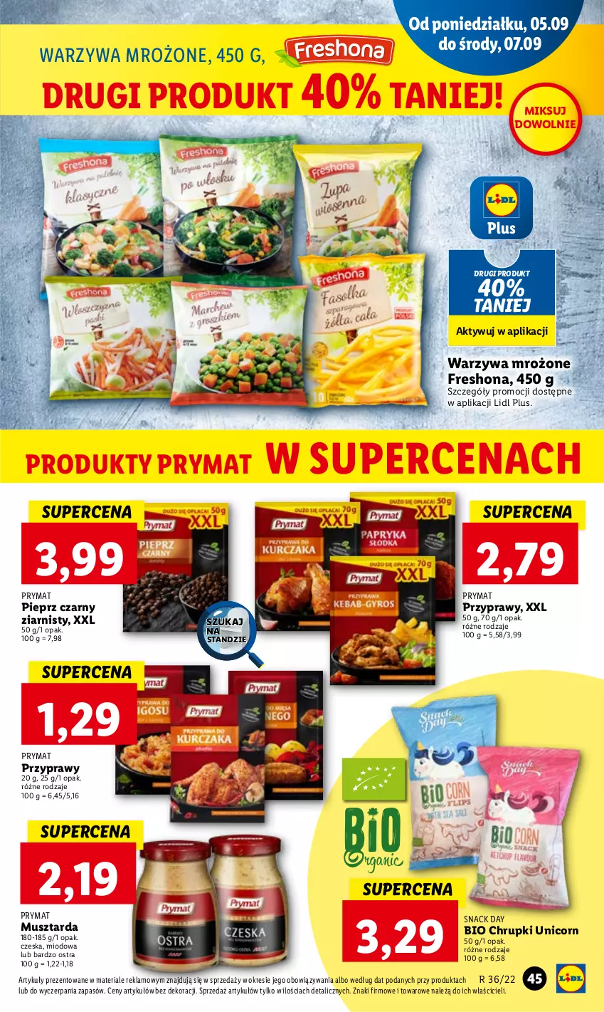 Gazetka promocyjna Lidl - GAZETKA - ważna 05.09 do 07.09.2022 - strona 49 - produkty: Chrupki, Mus, Musztarda, Pieprz, Prymat, Przyprawy, Warzywa