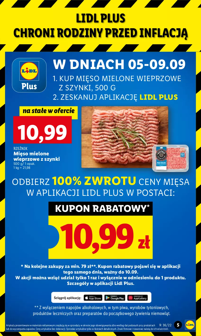 Gazetka promocyjna Lidl - GAZETKA - ważna 05.09 do 07.09.2022 - strona 5 - produkty: Mięso, Mięso mielone, Olej, Piwa, Znicz