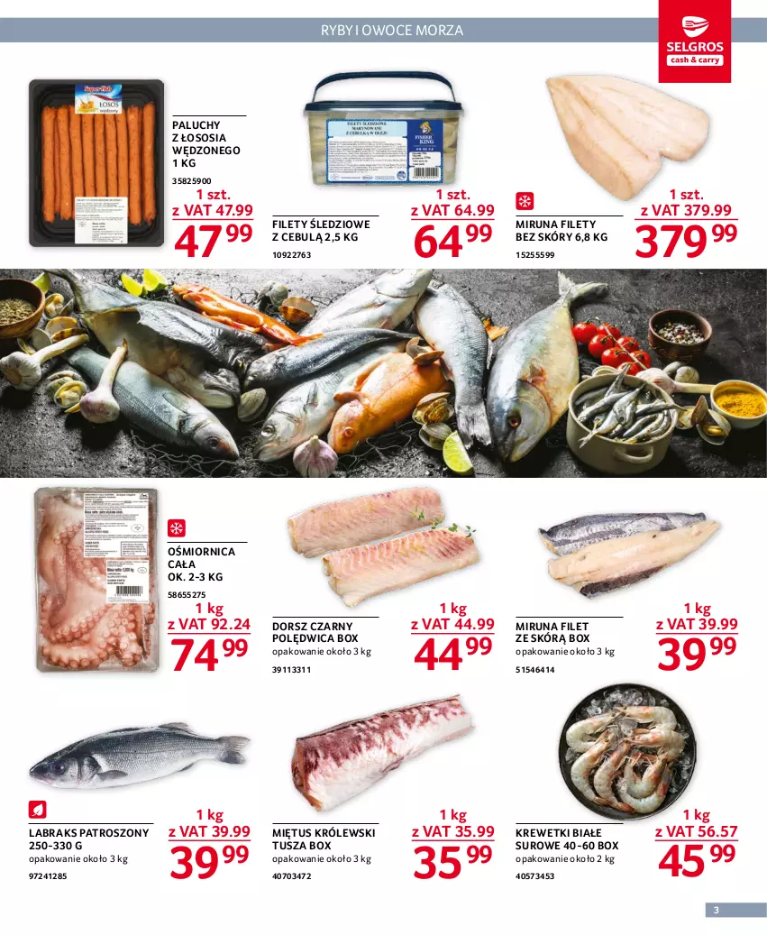 Gazetka promocyjna Selgros - Oferta gastronomiczna - ważna 02.03 do 15.03.2023 - strona 3 - produkty: Dorsz, Krewetki, Królewski, Miętus, Miruna, Owoce, Polędwica, Sos, Tusz