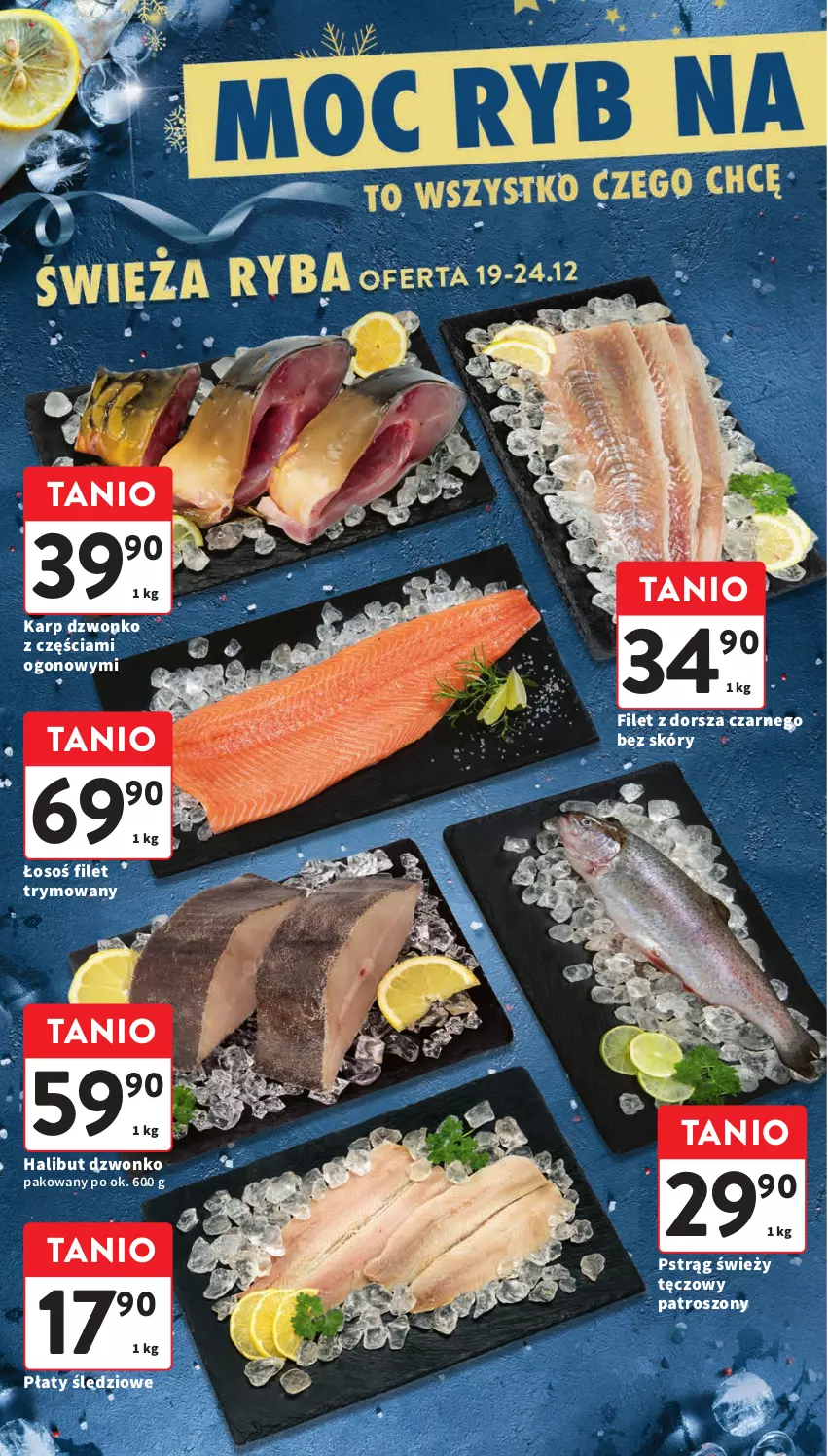 Gazetka promocyjna Intermarche - Gazetka Intermarche - ważna 19.12 do 24.12.2024 - strona 10 - produkty: Dorsz, Halibut, Karp, Płaty śledziowe, Pstrąg