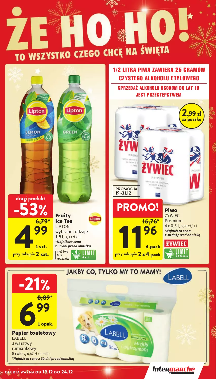 Gazetka promocyjna Intermarche - Gazetka Intermarche - ważna 19.12 do 24.12.2024 - strona 19 - produkty: Bell, Gra, Ice tea, Lipton, Papier, Papier toaletowy, Piwa, Piwo, Rum