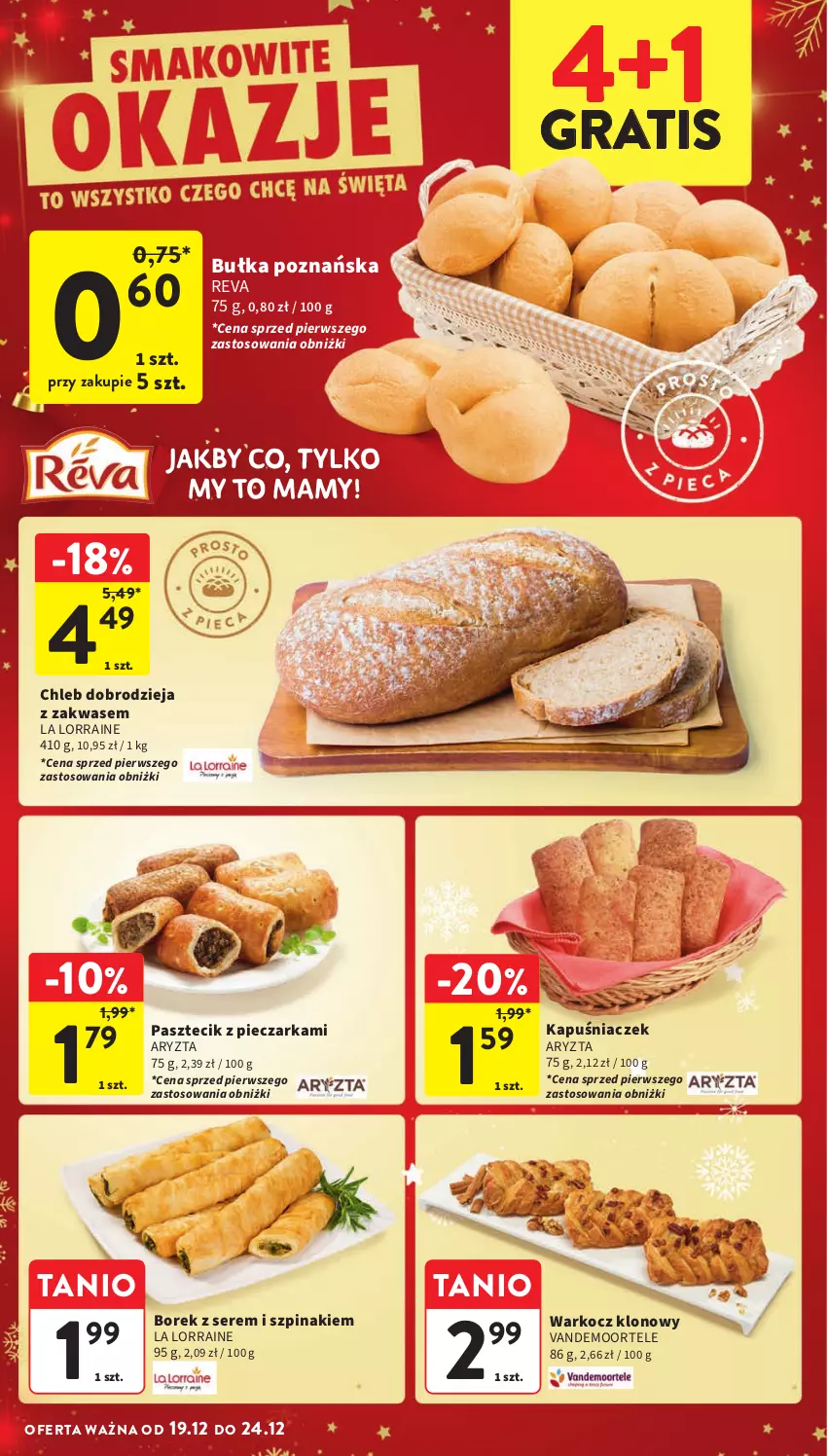 Gazetka promocyjna Intermarche - Gazetka Intermarche - ważna 19.12 do 24.12.2024 - strona 30 - produkty: Bułka, Chleb, Gra, Kapuśniaczek, Koc, Pasztecik z pieczarkami, Piec, Pieczarka, Ser, Szpinak