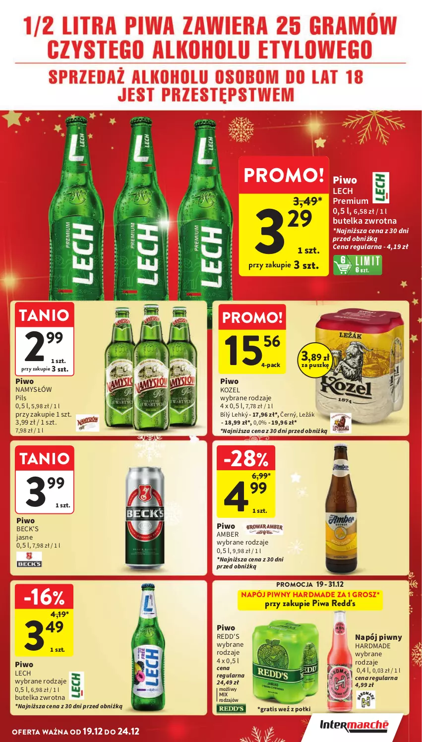 Gazetka promocyjna Intermarche - Gazetka Intermarche - ważna 19.12 do 24.12.2024 - strona 37 - produkty: Gra, Kozel, Lech Premium, Namysłów, Napój, Piwa, Piwo, Redd's