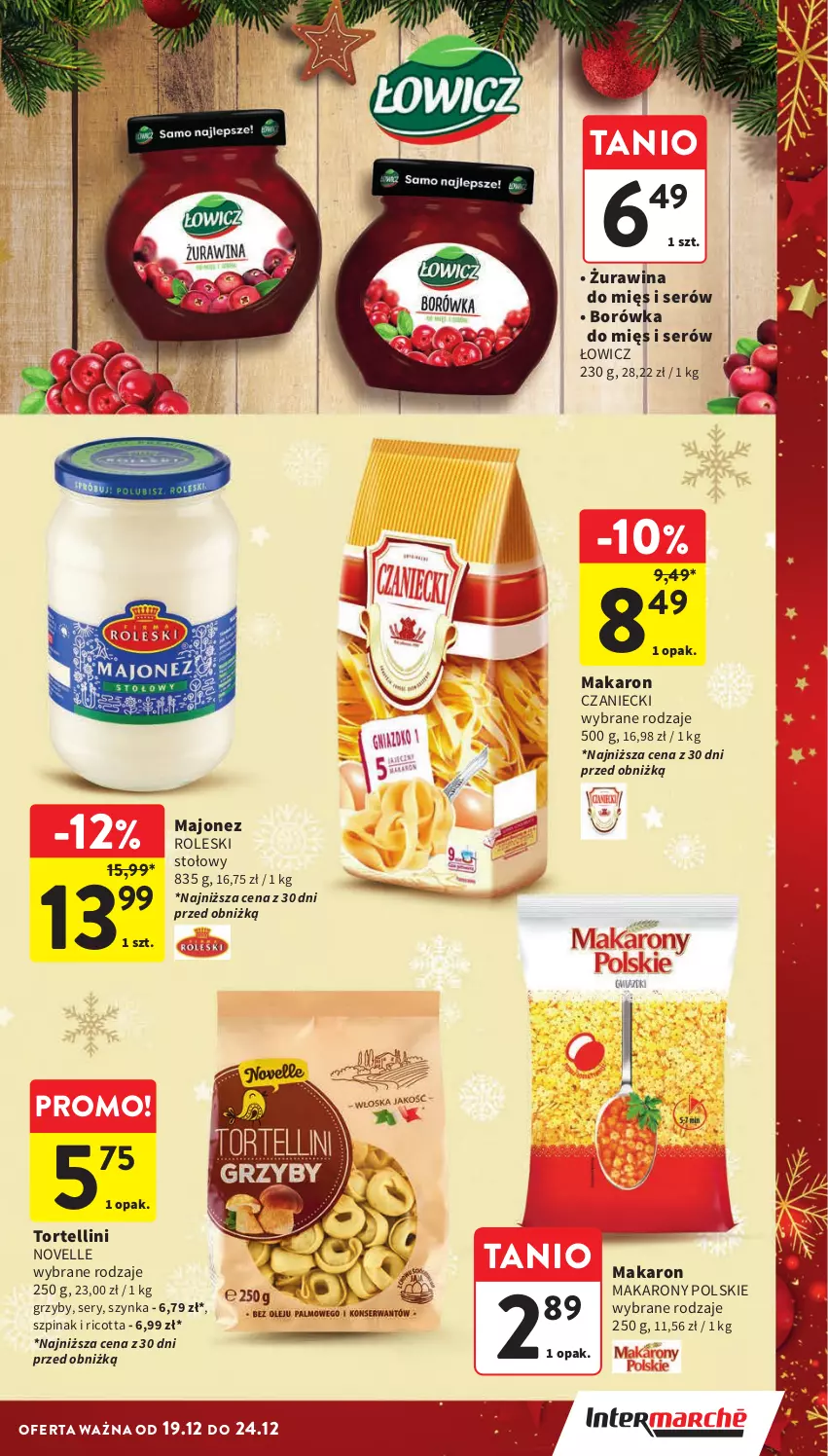 Gazetka promocyjna Intermarche - Gazetka Intermarche - ważna 19.12 do 24.12.2024 - strona 9 - produkty: Borówka, Grzyby, Majonez, Makaron, Ricotta, Ser, Szpinak, Szynka