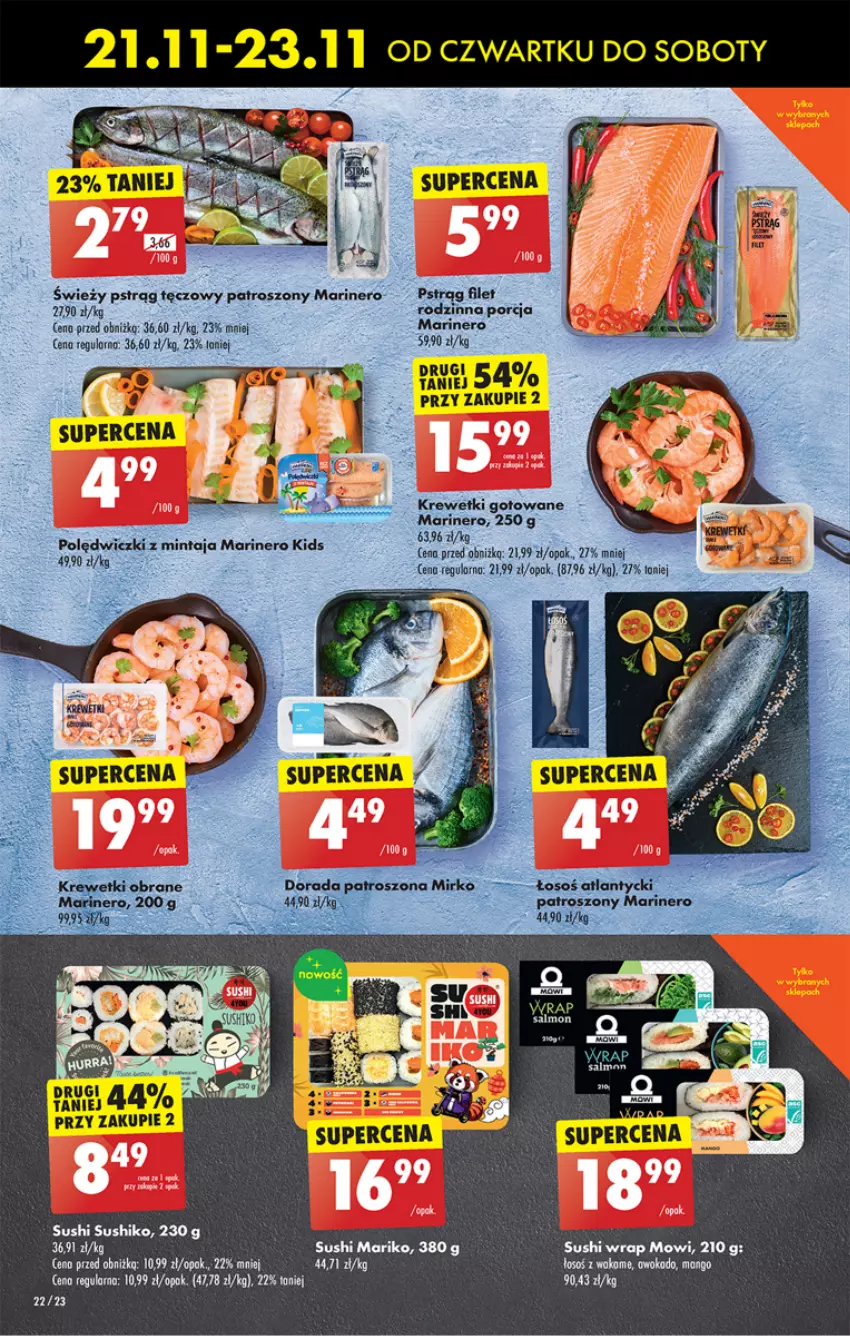 Gazetka promocyjna Biedronka - Od czwartku - ważna 21.11 do 27.11.2024 - strona 28 - produkty: Krewetki, Mango, Sushi