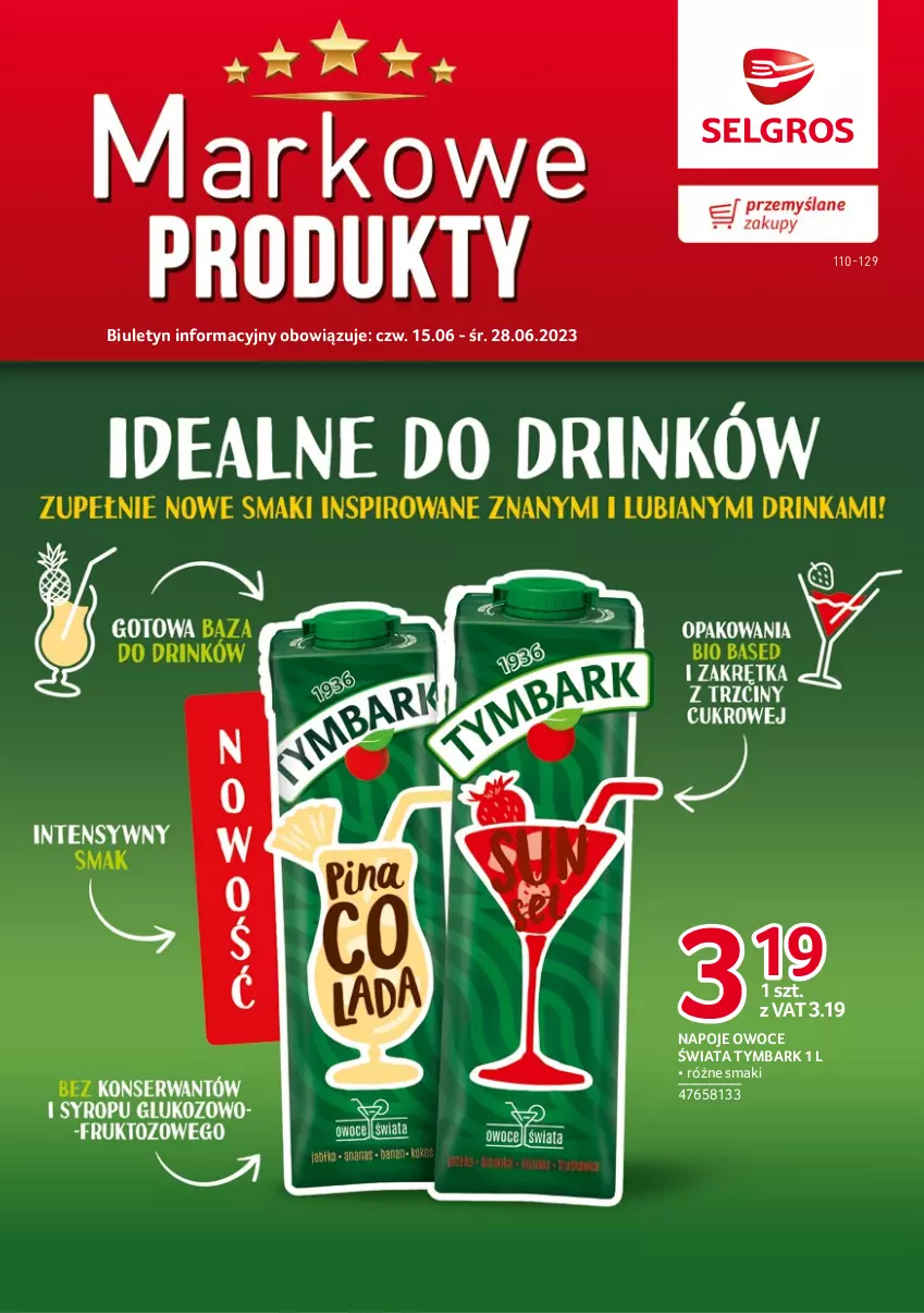 Gazetka promocyjna Selgros - Katalog Markowe Produkty - ważna 15.06 do 28.06.2023 - strona 1 - produkty: Napoje, Owoce, Tymbark