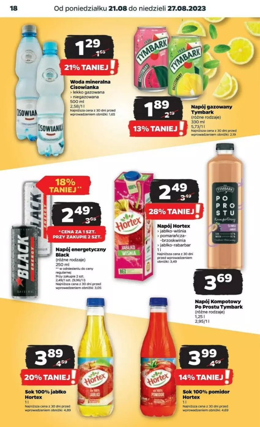 Gazetka promocyjna Netto - ważna 21.08 do 27.08.2023 - strona 10 - produkty: Cisowianka, Hortex, Lack, Napój, Napój gazowany, Sok, Tymbark, Woda, Woda mineralna