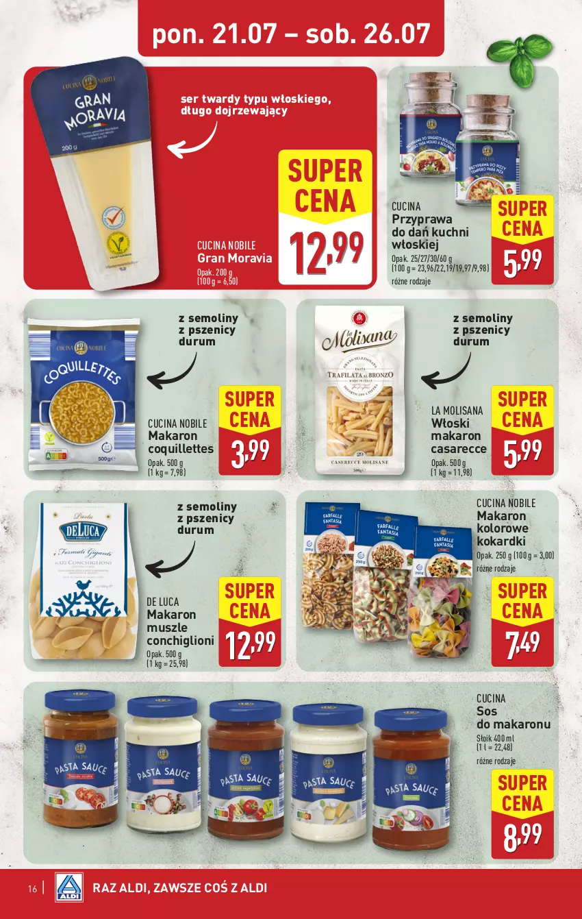 Gazetka promocyjna Aldi - Pełna oferta - ważna 21.07 do 26.07.2025 - strona 16 - produkty: Gra, Isana, Lion, Makaron, Mus, Rum, Ser, Sos, Sos do makaronu