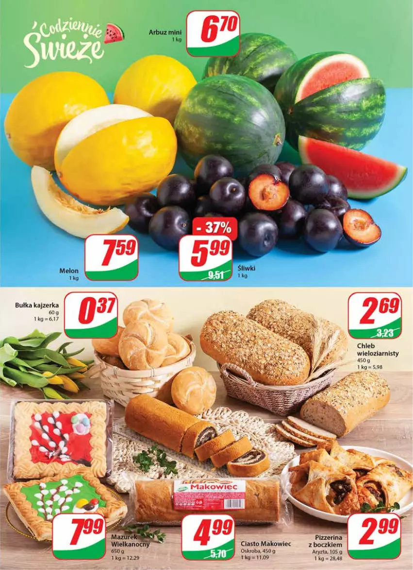 Gazetka promocyjna Dino - Gazetka - ważna 06.04 do 12.04.2022 - strona 17 - produkty: Bułka, Chleb, Chleb wieloziarnisty, Kajzerka, Makowiec, Pizzerina