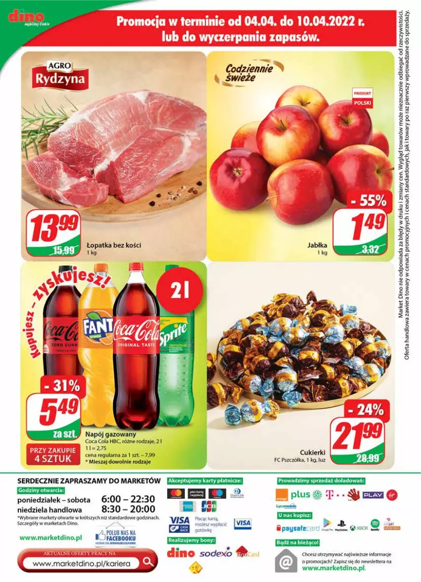 Gazetka promocyjna Dino - Gazetka - ważna 06.04 do 12.04.2022 - strona 28 - produkty: Cukier, Cukierki, Fa, Napój, Napój gazowany, Ser, Tera