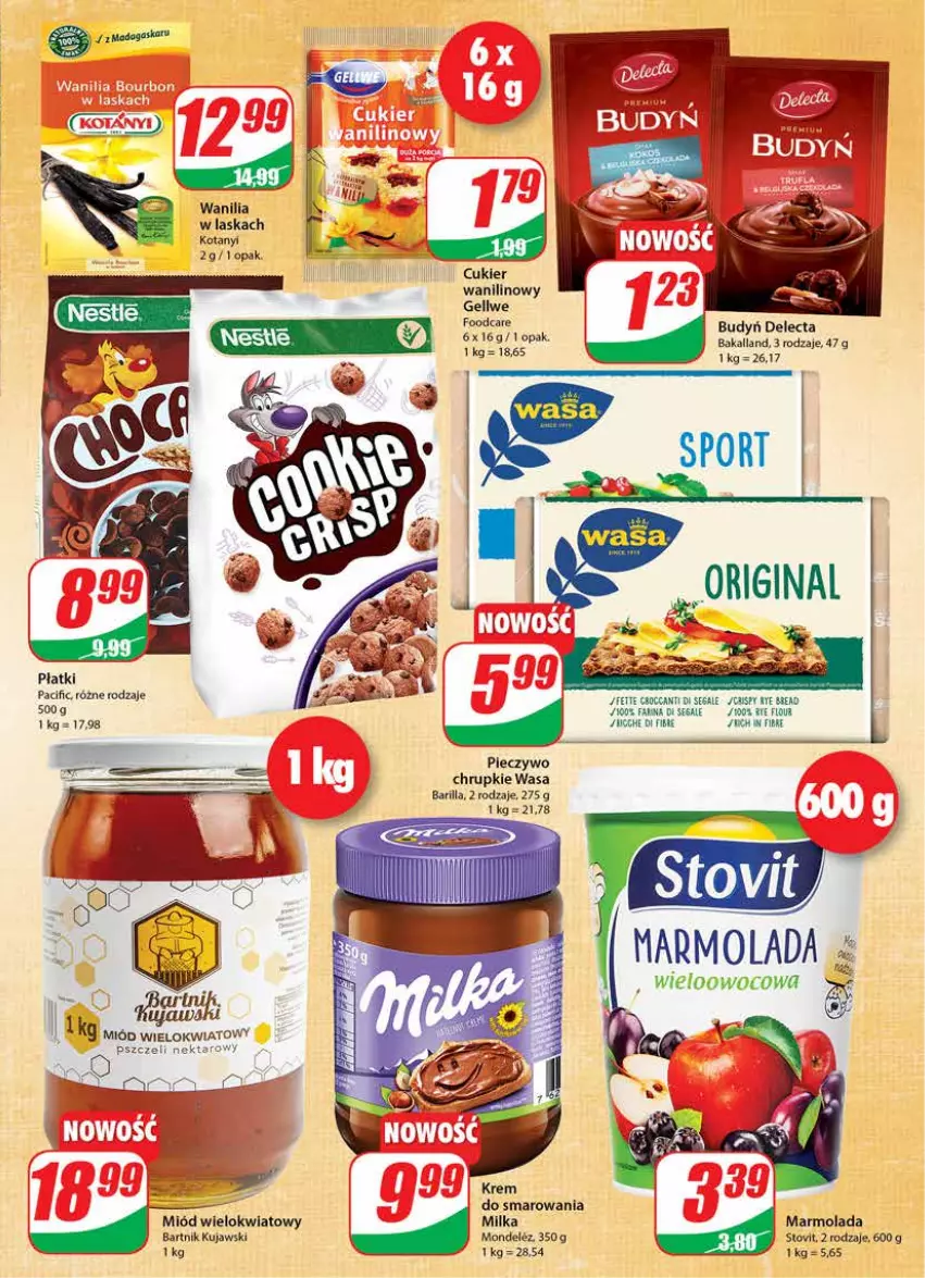 Gazetka promocyjna Dino - Gazetka - ważna 06.04 do 12.04.2022 - strona 9 - produkty: Bakalland, Barilla, Chrupki, Cif, Delecta, Fa, Kujawski, Marmolada, Milka, Miód, Mola, Nektar, Piec, Pieczywo, Pieczywo chrupkie, Wasa