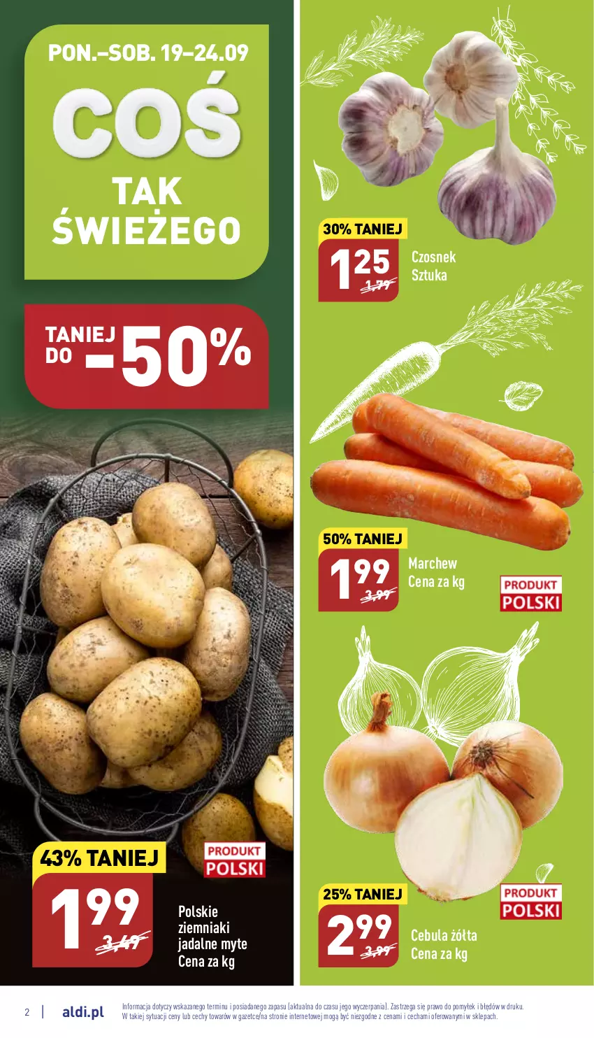 Gazetka promocyjna Aldi - Pełny katalog - ważna 19.09 do 24.09.2022 - strona 2 - produkty: Cebula, Czosnek, Ziemniaki