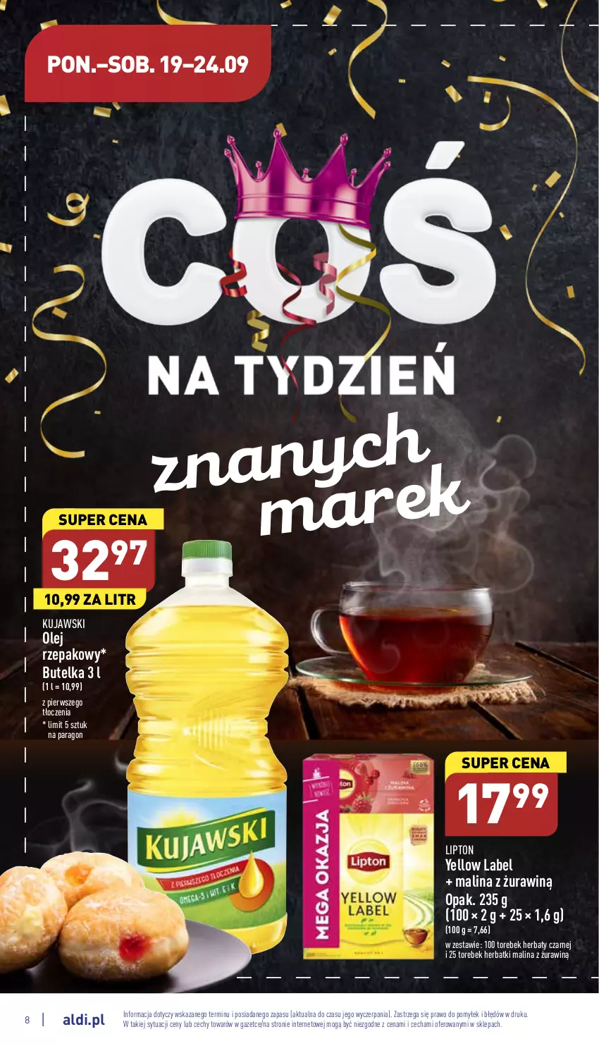 Gazetka promocyjna Aldi - Pełny katalog - ważna 19.09 do 24.09.2022 - strona 8 - produkty: Kujawski, Lipton, Olej, Olej rzepakowy