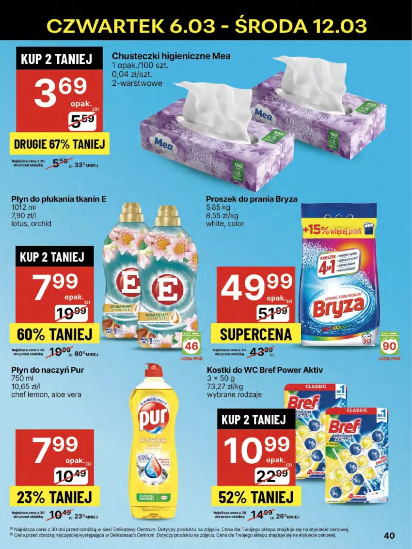 Gazetka promocyjna Delikatesy Centrum - NOWA GAZETKA Delikatesy Centrum od 6 marca! 6-12.03.2025 - ważna 06.03 do 12.03.2025 - strona 40 - produkty: Aloe vera, Bref, Bryza, Chusteczki, Płyn do płukania, Proszek do prania, Pur, Rum