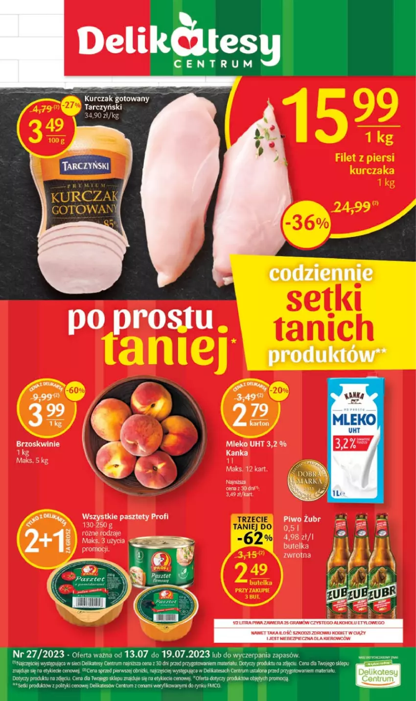 Gazetka promocyjna Delikatesy Centrum - Gazetka DC27 - ważna 13.07 do 19.07.2023 - strona 1 - produkty: Brzoskwinie, Fa, Gra, Kurczak, Mleko, Pasztet, Piec, Piwa, Piwo, Rum, Tarczyński