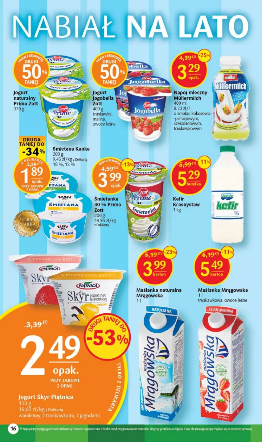 Gazetka promocyjna Delikatesy Centrum - Gazetka DC27 - ważna 13.07 do 19.07.2023 - strona 16 - produkty: Isla, Jogurt, Jogurt naturalny, Kefir, Kokos, Lanki, Maślanka, Napój, Napój mleczny, Owoce, Piątnica, Zott