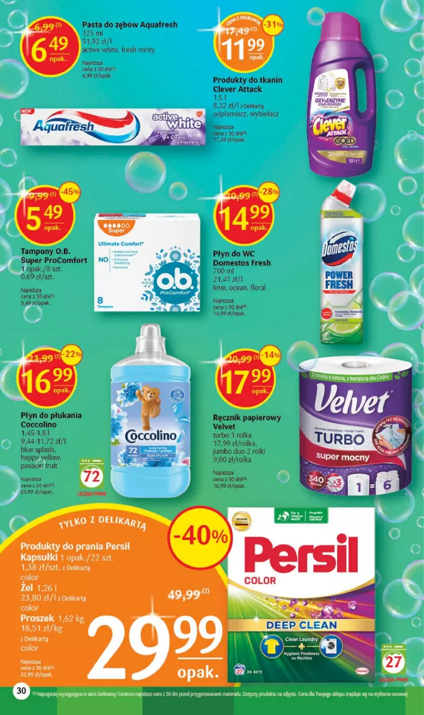 Gazetka promocyjna Delikatesy Centrum - Gazetka DC27 - ważna 13.07 do 19.07.2023 - strona 30 - produkty: Aquafresh, Domestos, Flora, Odplamiacz, Pasta do zębów, Persil, Płyn do wc, Rolki