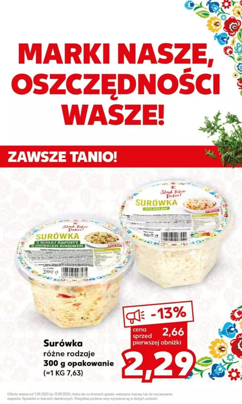 Gazetka promocyjna Kaufland - ważna 11.09 do 13.09.2023 - strona 5 - produkty: Fa, Surówka