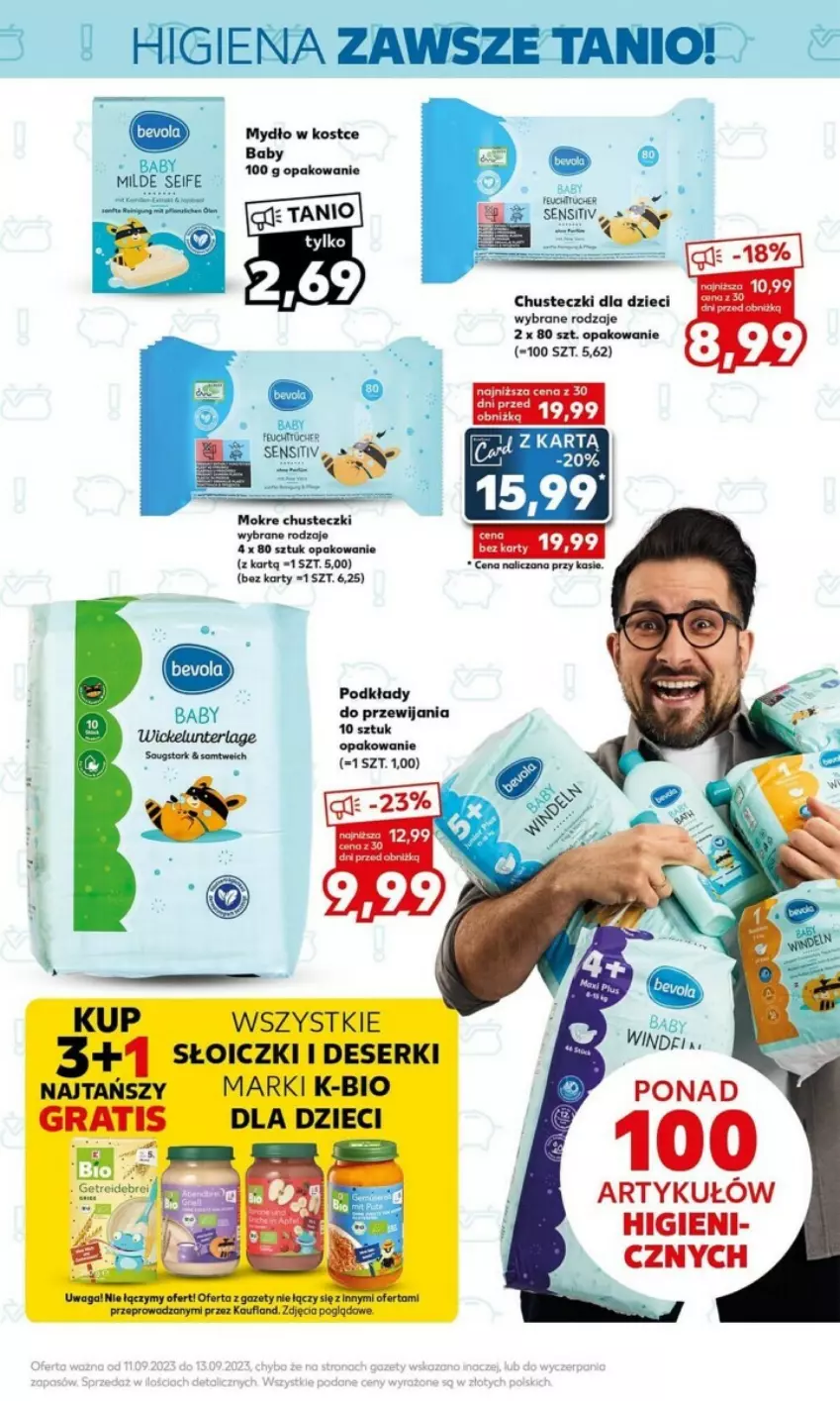 Gazetka promocyjna Kaufland - ważna 11.09 do 13.09.2023 - strona 9 - produkty: Chusteczki, Deser, Dzieci, Gra, Mydło, Podkład, Ser, Słoiczki