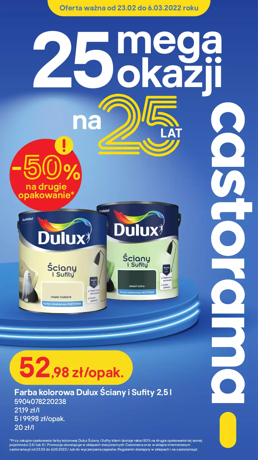 Gazetka promocyjna Castorama - Gazetka Castorama - ważna 23.02 do 06.03.2022 - strona 1 - produkty: Astor, Dulux, Fa, Merci, Rama