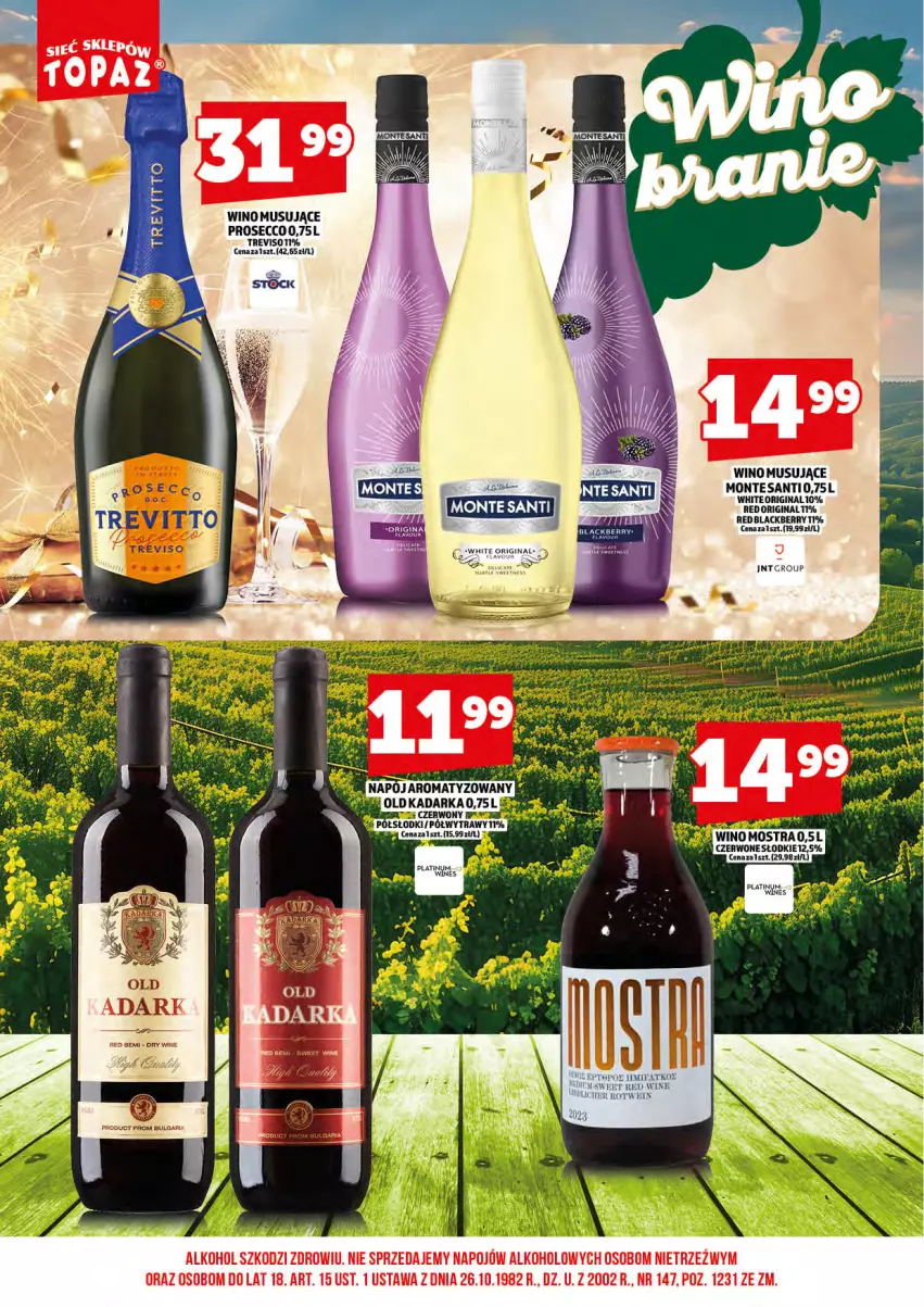 Gazetka promocyjna Topaz - Gazetka - ważna 15.06 do 30.06.2026 - strona 14 - produkty: Gin, Lack, LG, Monte, Monte Santi, Mus, Prosecco, Wino, Wino musujące