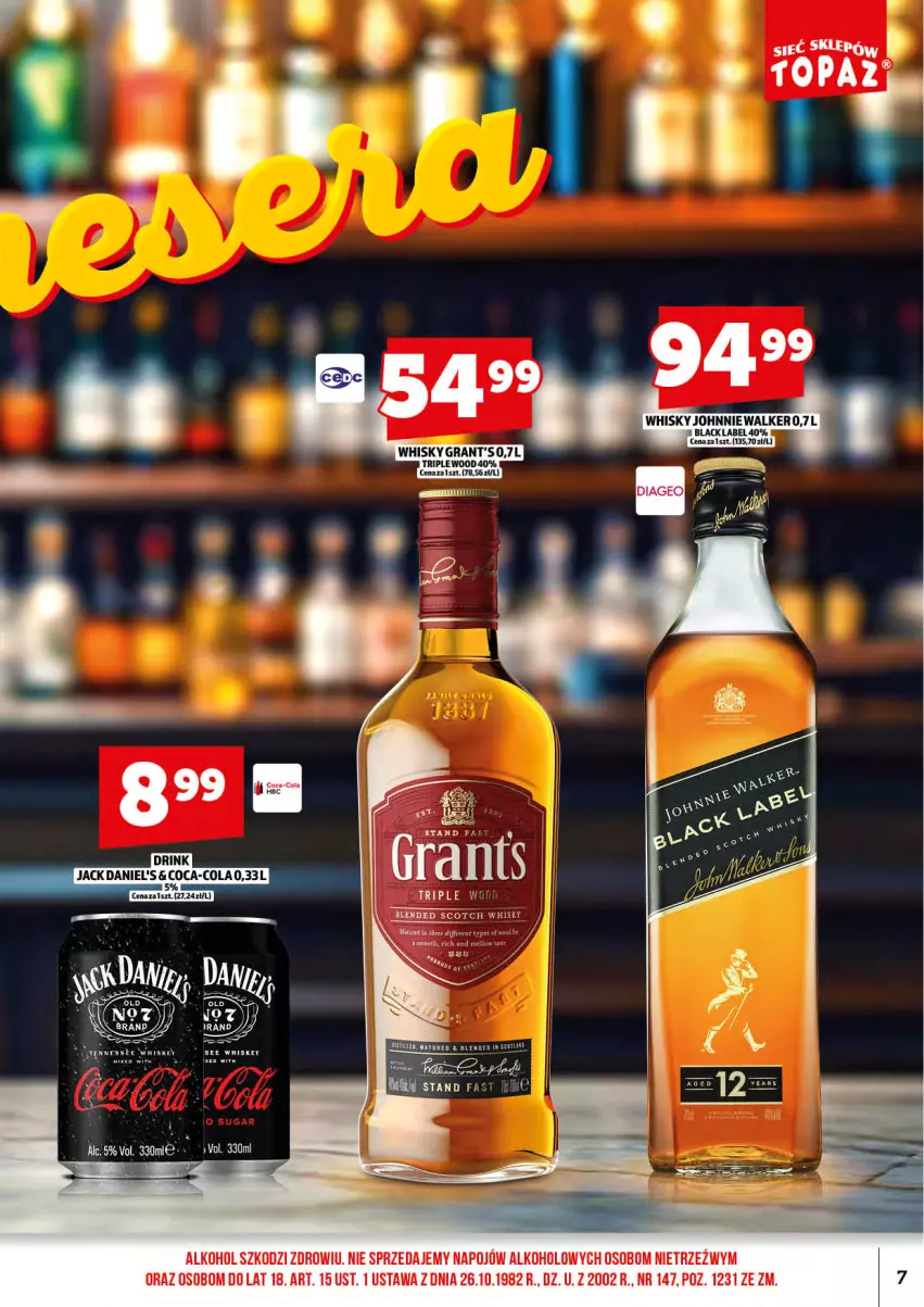 Gazetka promocyjna Topaz - Gazetka - ważna 15.06 do 30.06.2026 - strona 9 - produkty: Fa, Gra, Grant's, Johnnie Walker, Lack, Whiskey, Whisky