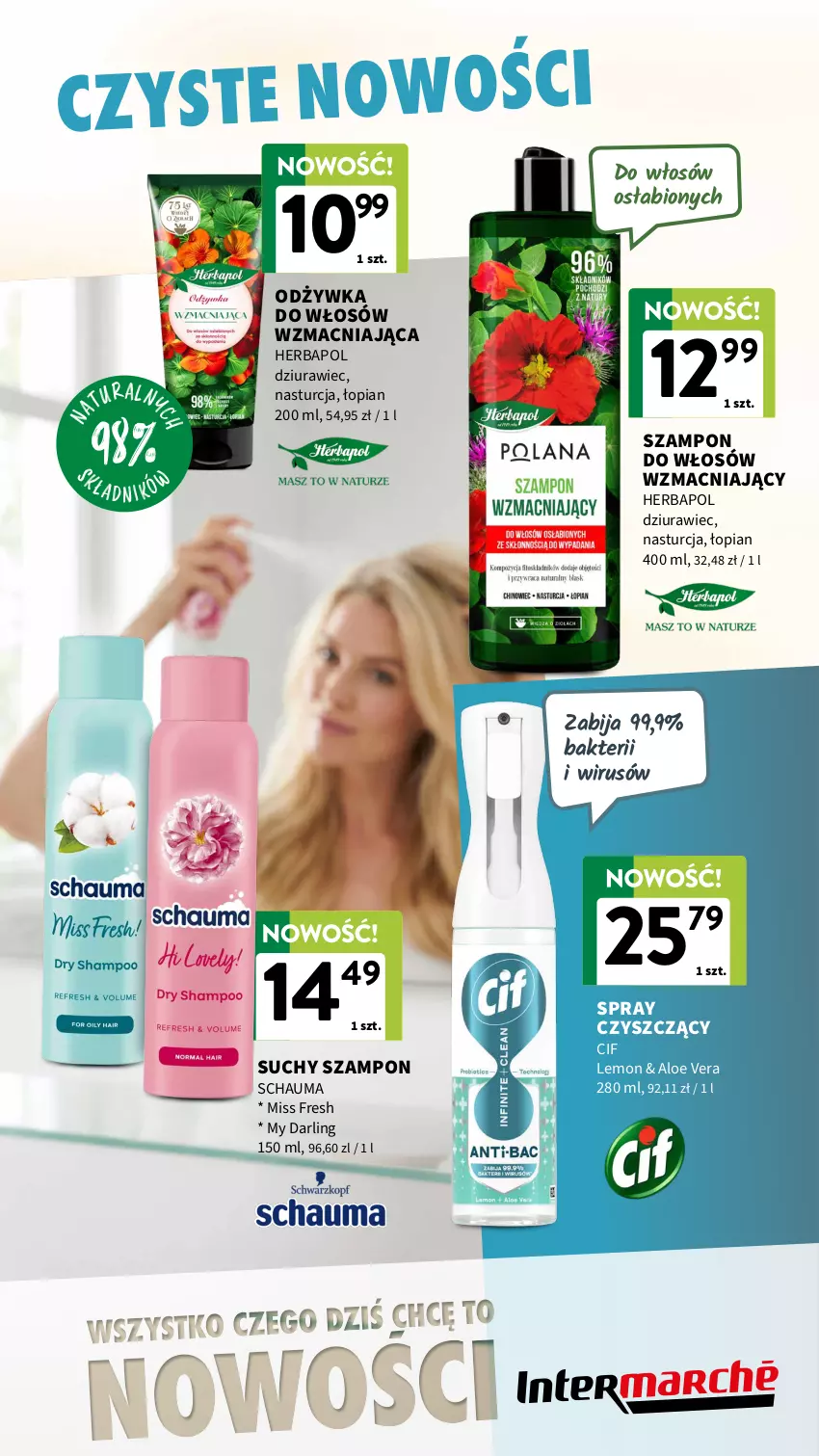 Gazetka promocyjna Intermarche - Gazetka Intermarche - ważna 07.05 do 20.05.2026 - strona 11 - produkty: Aloe vera, Cif, Herbapol, Odżywka, Schauma, Suchy szampon, Szampon