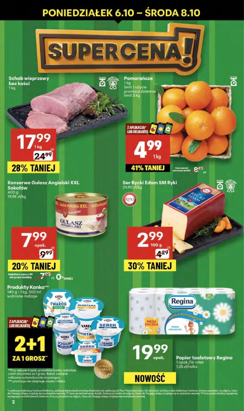 Gazetka promocyjna Delikatesy Centrum - Franczyza DC40 Czwartek - ważna 02.10 do 08.10.2025 - strona 2 - produkty: Dron, Edam, Gin, Koc, Papier, Papier toaletowy, Rum, Rycki Edam, Ser, Sok, Sokołów