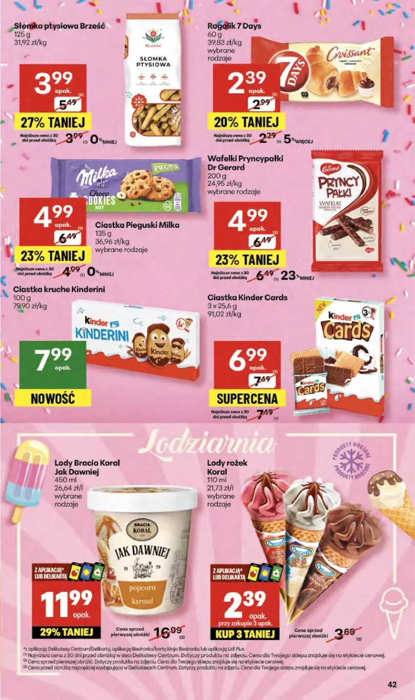 Gazetka promocyjna Delikatesy Centrum - Franczyza DC40 Czwartek - ważna 02.10 do 08.10.2025 - strona 42 - produkty: Ciastka, Dr Gerard, Dron, Kinder, Lody, Milka, Rum