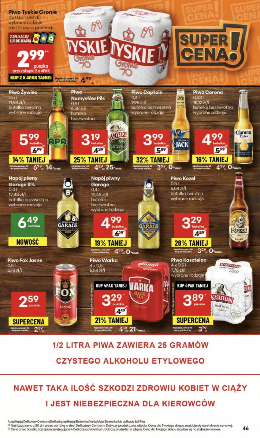Gazetka promocyjna Delikatesy Centrum - Franczyza DC40 Czwartek - ważna 02.10 do 08.10.2025 - strona 46 - produkty: Dron, Fa, Gra, Kasztelan, Kozel, LG, Namysłów, Napój, Piec, Piwa, Piwo, Rum, Warka