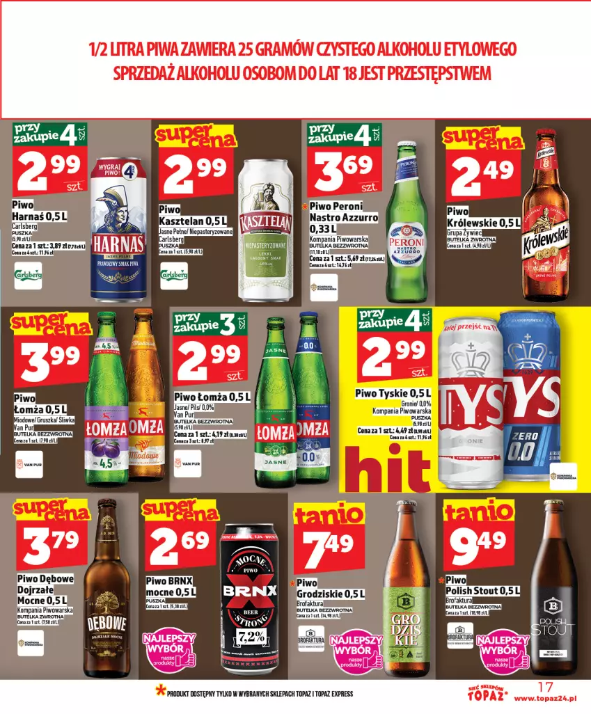 Gazetka promocyjna Topaz - Gazetka - ważna 22.01 do 28.01.2026 - strona 17 - produkty: Gra, Kasztelan, Królewski, Piwa, Piwo, Top