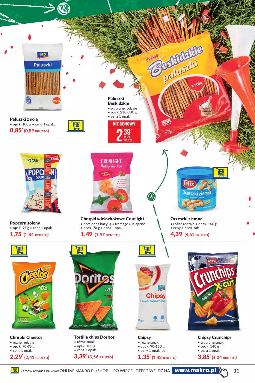 Gazetka promocyjna Makro - [Oferta specjalna] Wszystko na grill - ważna 15.06 do 28.06.2021 - strona 11 - produkty: Bazyl, Beskidzki, Cheetos, Chipsy, Chrupki, Crunchips, Orzeszki, Orzeszki ziemne, Popcorn, Tortilla, Tortilla Chips