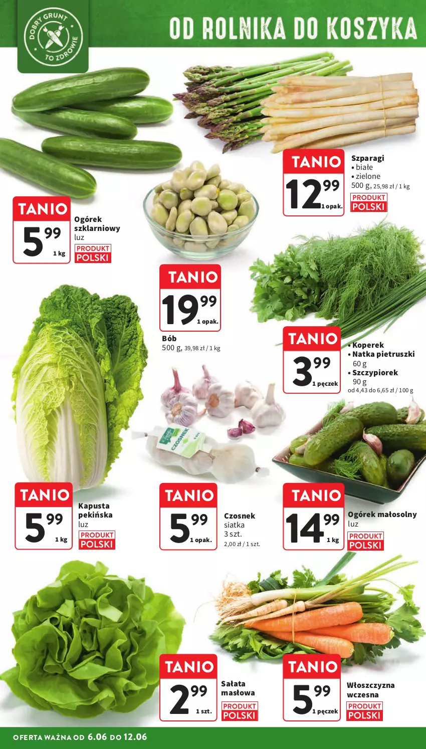 Gazetka promocyjna Intermarche - Gazetka Intermarche - ważna 06.06 do 12.06.2024 - strona 16 - produkty: Czosnek, Masło, Natka pietruszki, Ogórek, Sałat, Sałata masłowa, Siatka