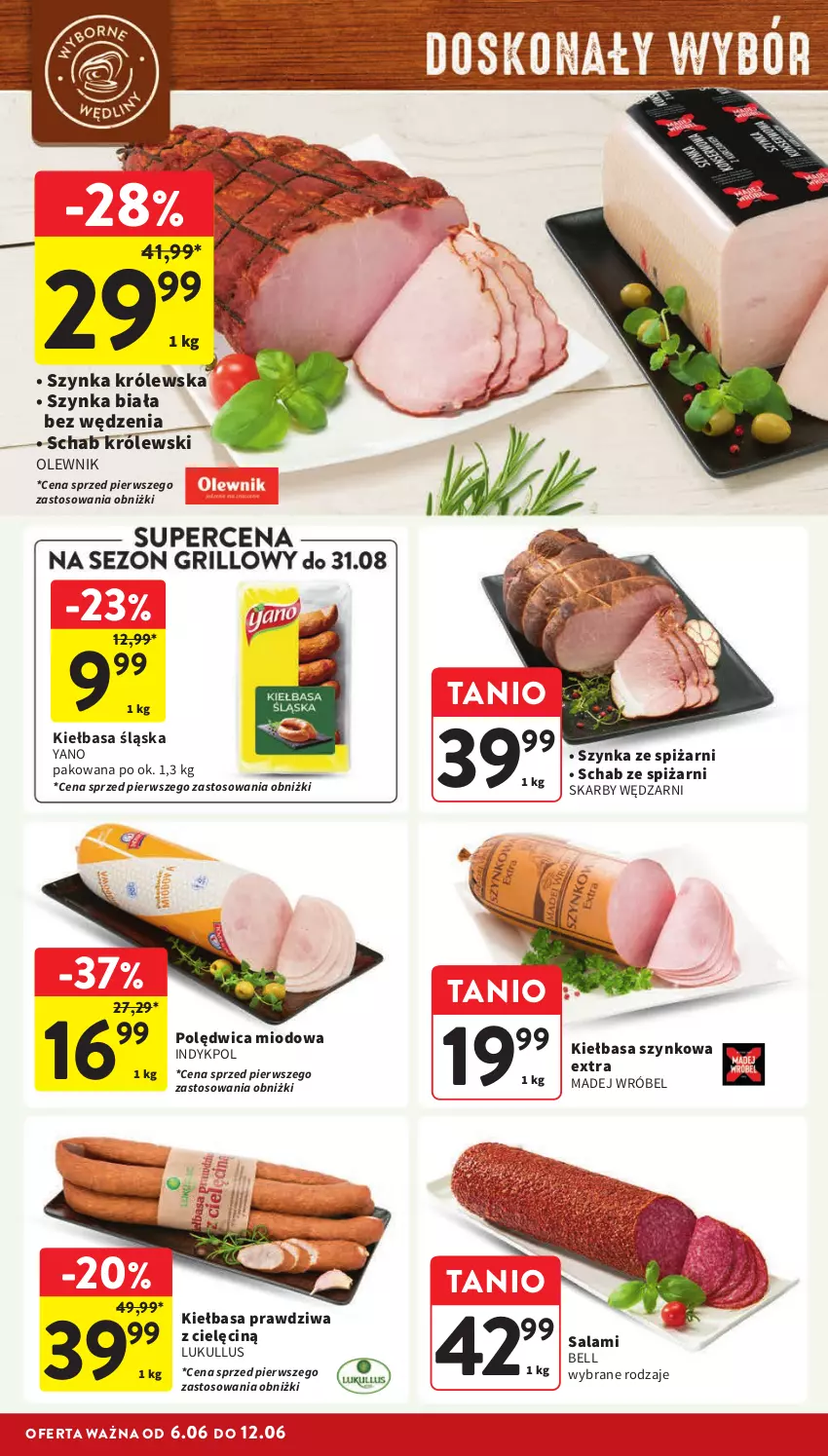 Gazetka promocyjna Intermarche - Gazetka Intermarche - ważna 06.06 do 12.06.2024 - strona 20 - produkty: Bell, Kiełbasa, Kiełbasa śląska, Kiełbasa szynkowa, Królewski, Madej Wróbel, Olewnik, Polędwica, Salami, Szynka, Szynka biała, Szynka Królewska